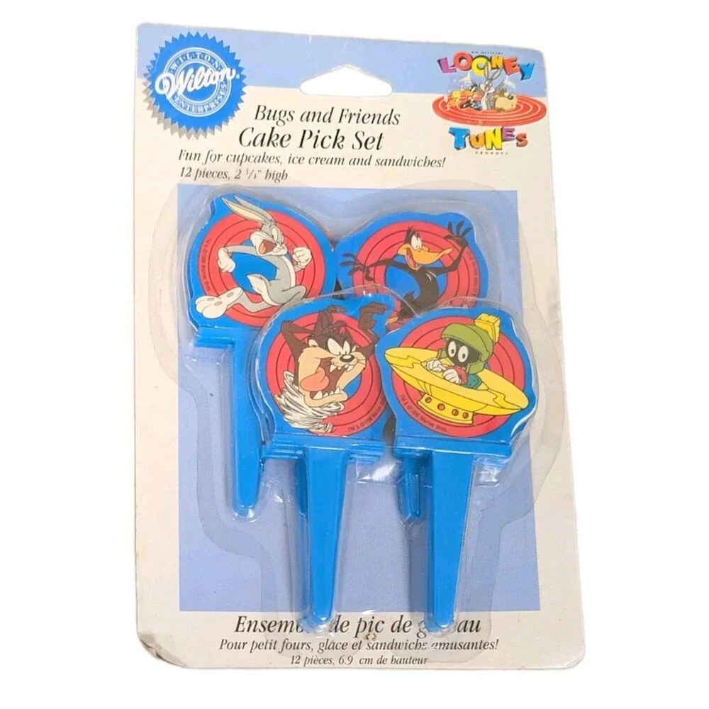 New 1996 Wilton Looney Tunes Cake Picks Toppers Bugs Marvin Taz Daffy 12